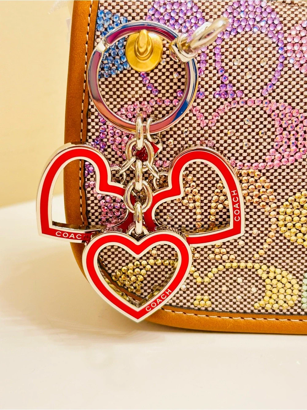 EXTREMELY RARE Coach Y2K Red Heart Keychain/ Bag Charm